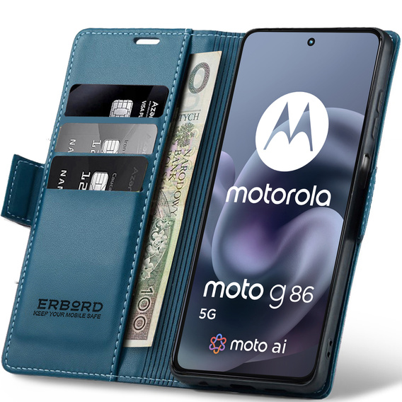 ERBORD Глянцевий гаманець Litchi з клапаном для Motorola Moto G86 5G / G86 Power 5G