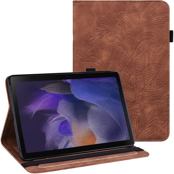 чехол-крышка для Samsung Galaxy Tab A8 10.5 SM-X200 SM-X205, flower, коричневый