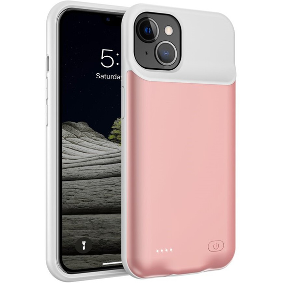 Чехол с батареей 6500mAh до iPhone 13, розовый