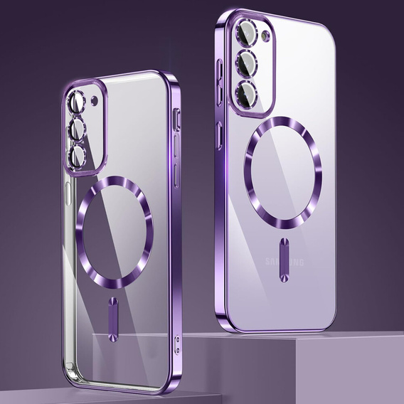 Чехол для Samsung Galaxy S23, Electro MagSafe, фиолетовый + стекло для экрана