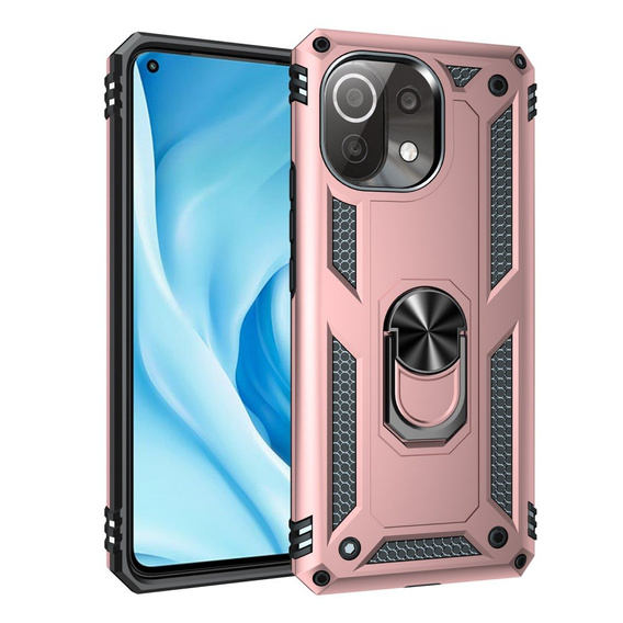 Бронированный Чехол до Xiaomi Mi 11 Lite / Mi 11 Lite 5G / 11 Lite 5G NE, Nox Case Ring, розовый rose gold