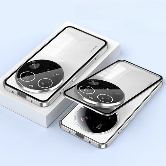 Чохол для Xiaomi 15 Ultra, Magnetic Dual Glass, сріблястий