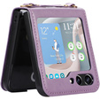 Кожаный чехол с прорезями для карт для Samsung Galaxy Z Flip 5 5G, фиолетовый