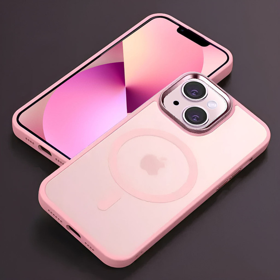 Чехол для iPhone 13, для MagSafe, ERBORD Matt Case, розовый + стекло для экрана