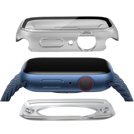 2в1 чехол и защитное стекло для часов Apple Watch 7/8/9 45mm, Transparent