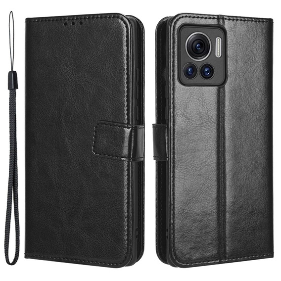 Откидной чехол для Motorola Edge 30 Ultra 5G, Crazy Horse Wallet, чёрный
