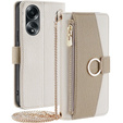 Флип-кейс для Oppo A58 4G, Wallet Zipper Pocket, с зеркалом, белый