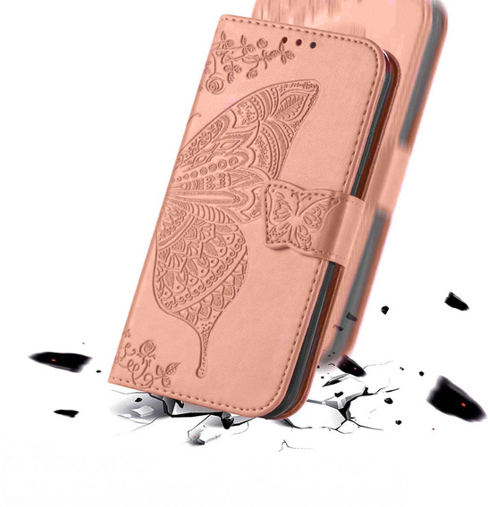 Откидной чехол для Xiaomi Poco F7 Ultra, Butterfly, розовый rose gold