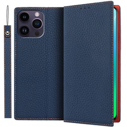 Чохол-книжка для iPhone 14 Pro Max, Litchi Skin Grain, темно-синій