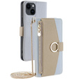 Чохол-книжка для iPhone 14, Wallet Zipper Pocket, з дзеркалом, м'яти