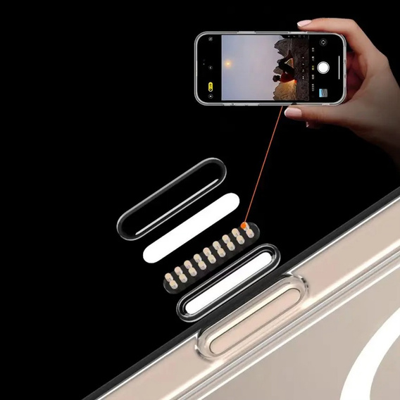 Чохол ERBORD з MagSafe для iPhone 16, з активною кнопкою, прозорий + Скло на екран