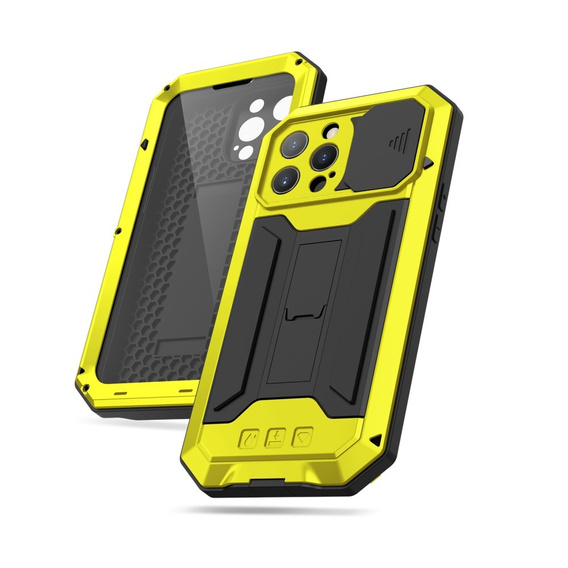 Чохол для iPhone 13 Pro, R-JUST CamShield Slide, броньований, жовтий / чорний