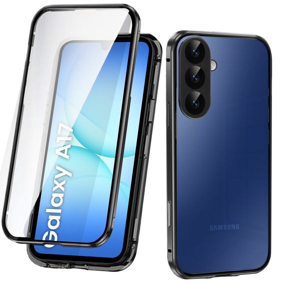 Чохол для Samsung Galaxy A17 5G, Magnetic Dual Glass, прозорий з чорними боковинами