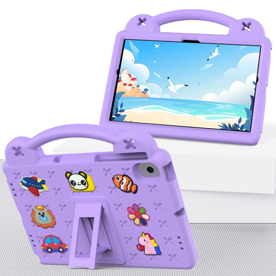 Детский чехол для Lenovo M10 X306 2 Gen / M10 Plus TB-X606 10.3 / Samsung Tab A 10.1 T510/515 / K10 X6C6, Cute Patterns, с подставкой, фиолетовый