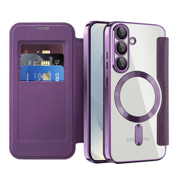 Чохол-книжка для Samsung Galaxy S25, RFID Wallet MagSafe CamShield, фіолетовий