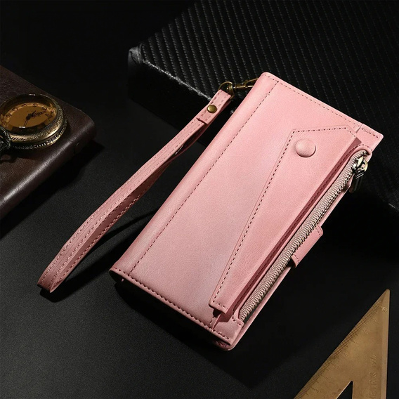 Откидной чехол для Honor Magic 6 Lite 5G, Wallet Zipper Pocket, розовый
