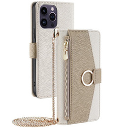 Чохол-книжка для iPhone 14 Pro Max, Wallet Zipper Pocket, з дзеркалом, білий