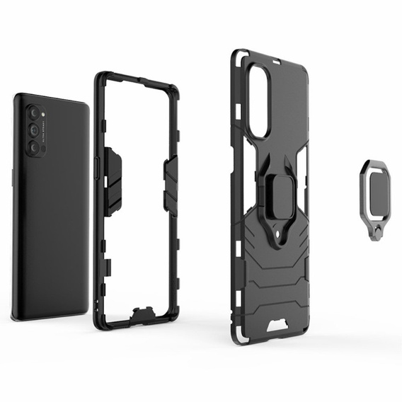 Чехол до Oppo Reno 4 Pro 5G, Kickstand Ring, чёрный