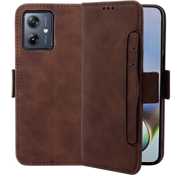 Футляр з клапаном для Motorola Moto G54 5G, Card Slot, коричневий