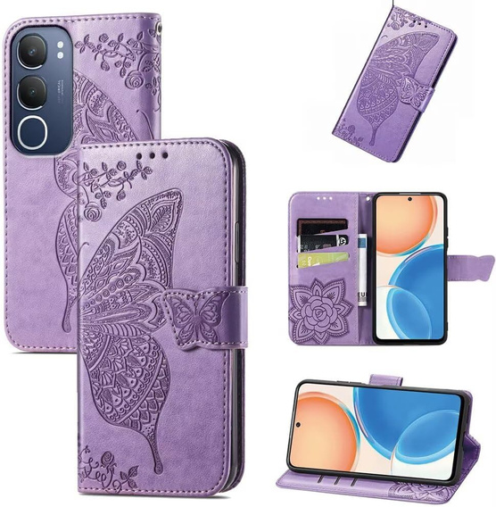 Чохол-книжка для Vivo Y19s, Butterfly, фіолетовий