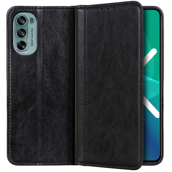 Чохол-фліп для Motorola Moto G62 5G, Split Leather, чорний