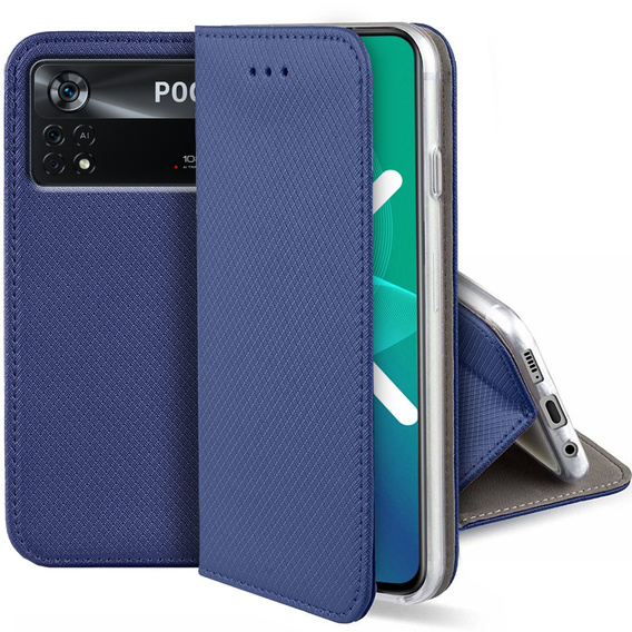 Откидной чехол для Xiaomi Poco X4 Pro 5G, Wallet Smart Magnet, синий