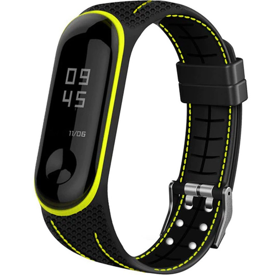 Силиконовый ремешок для Xiaomi Mi Band 5/6/7/7 NFC, Black/Green