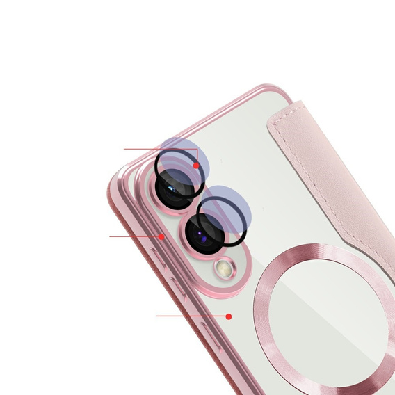 Чохол-книжка для Samsung Galaxy S25 Edge, RFID Wallet MagSafe CamShield, рожевий
