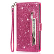 Откидной чехол для Samsung Galaxy A36 5G, Wallet Zipper Pocket Glittery, розовый