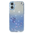 Чехол для iPhone 16 Plus, Glitter Flower, синий