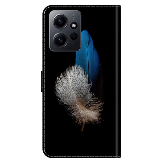 Откидной чехол для Xiaomi Redmi Note 12 4G, Wallet, feathers, чёрный