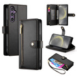 Откидной чехол для Samsung Galaxy S25, Wallet Zipper Pocket, чёрный