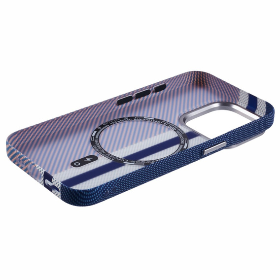 Чехол для iPhone 13 Pro, Carbon Fiber MagSafe, синий