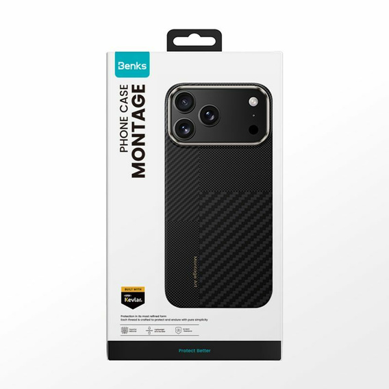 Чехол BENKS Kevlar для Samsung Galaxy S25 Ultra, для MagSafe, Carbon Fiber, чёрный