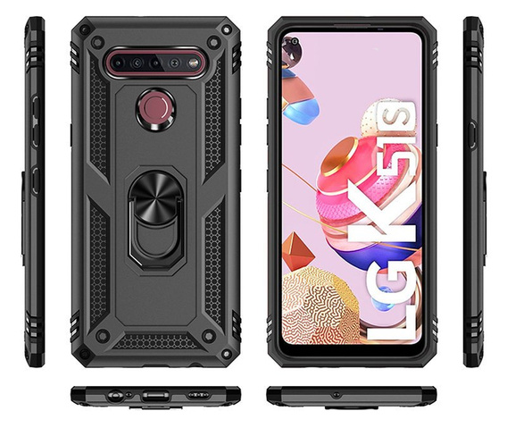 Бронированный Чехол до LG K51S, Nox Case Ring, чёрный