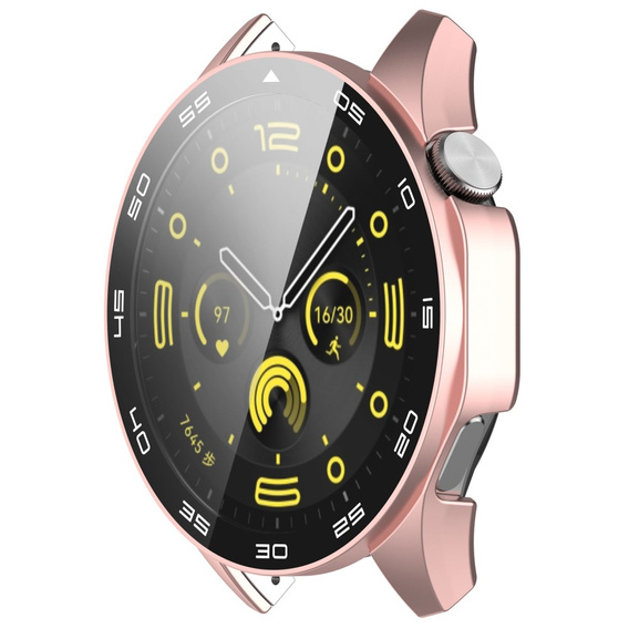 Чехол 2 в 1 + закаленное стекло для Huawei Watch GT 4 46mm, розовый rose gold