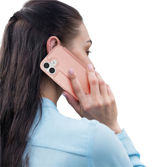 Чехол Dux Ducis для iPhone 17, Skin Pro, с клапаном, со слотом для карт, розовый