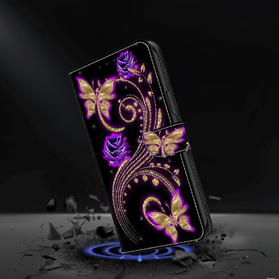 Откидной чехол для Xiaomi Redmi Note 12 4G, Wallet, flowers & butterfly, белый