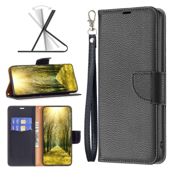 Чохол-книжка для Samsung Galaxy A25 5G, Wallet Litchi Leather, чорний  + скло 9H 