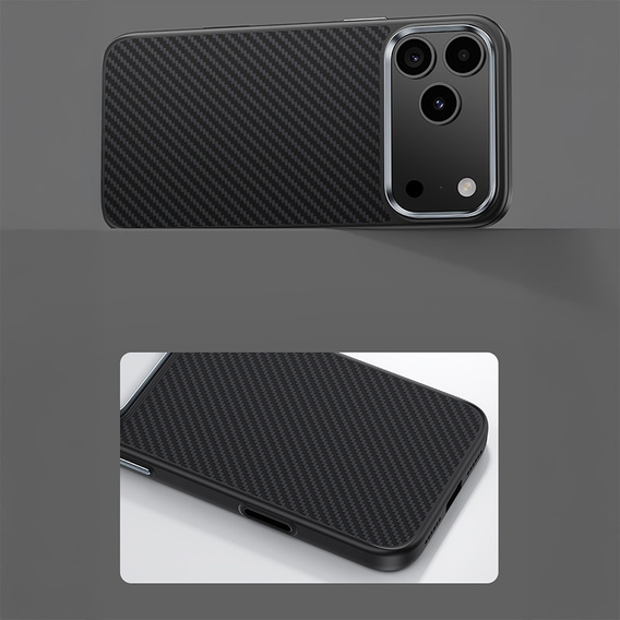 Чехол BENKS Kevlar Armor PRO Carbon Fiber 600D A070 для MagSafe с активной кнопкой для iPhone 17 Pro Max