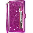 Откидной чехол для Samsung Galaxy A55, Wallet Zipper Pocket Glittery, фиолетовый