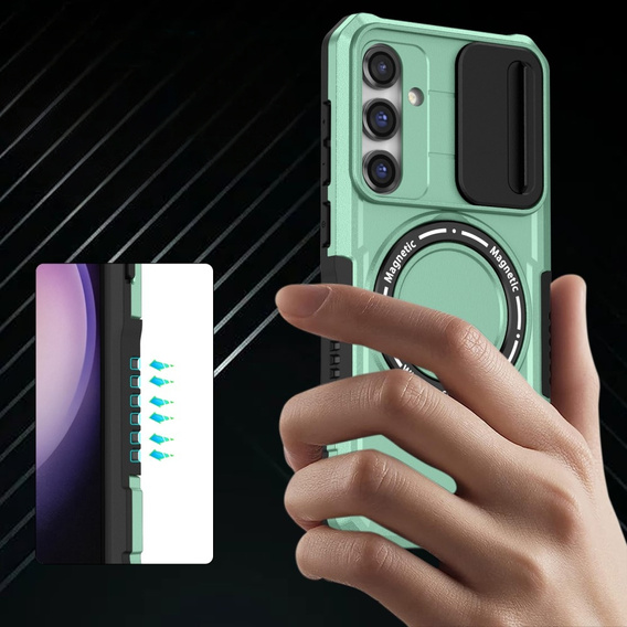 Броньований чохол для Samsung Galaxy S23 FE, CamShield MagSafe, зелений