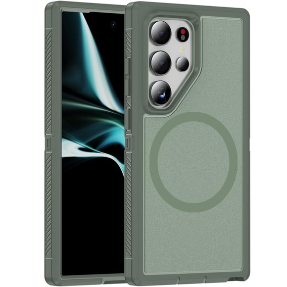 Чехол с рамкой для Samsung Galaxy S24 Ultra, для MagSafe, зелёный