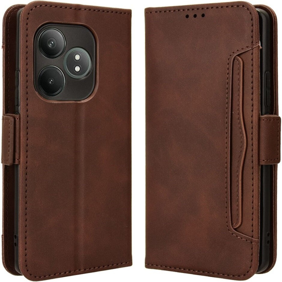 Откидной чехол для Realme GT 6 / 6T, Card Slot, коричневый
