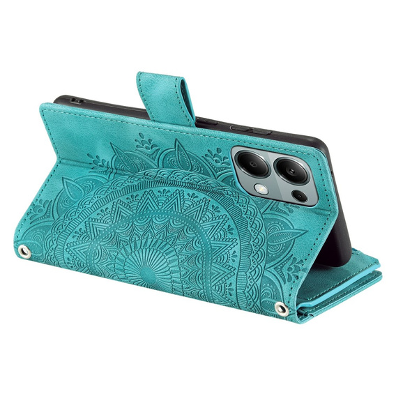 Откидной чехол для Xiaomi Redmi Note 13 Pro 4G / Xiaomi Redmi Note 14S / Xiaomi Poco M6 Pro 4G, Mandala, зелёный
