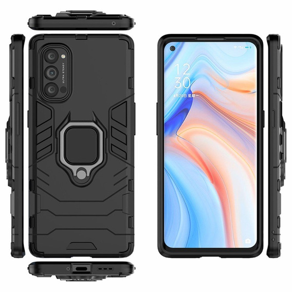 Чехол до Oppo Reno 4 Pro 5G, Kickstand Ring, чёрный