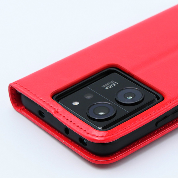 Откидной чехол для Xiaomi 13T / 13T Pro, Crazy Horse Wallet, красный