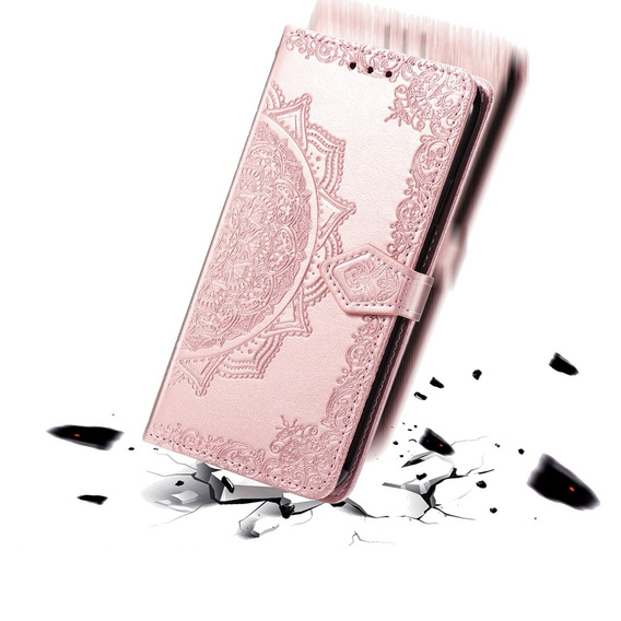 Откидной чехол для Motorola Edge 50 Pro, Mandala, розовый