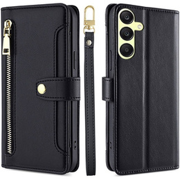 Откидной чехол для Samsung Galaxy A25 5G, Wallet Zipper Pocket, чёрный