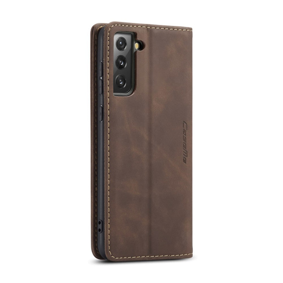 Чехол CASEME для Samsung Galaxy S21 FE, Leather Wallet Case, кофе